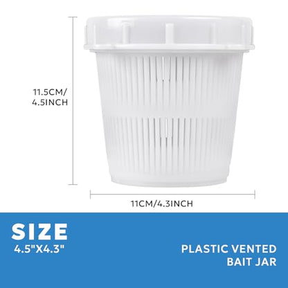 Plastic Vented Bait Jar Cup 1/2 Liter with Lid, White