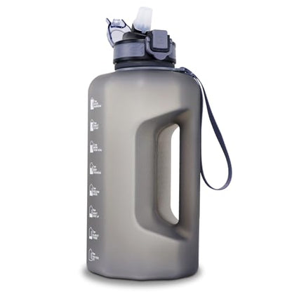 GEMFUL 74oz Motivational Water Bottle with Straw & Time Marker Gym (Grey) - color: Grey with Straw