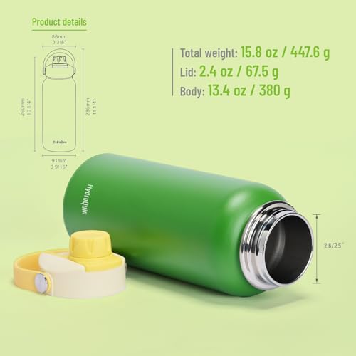 32 oz Insulated Water Bottle Grass Green Stainless Steel Flask - color: Sunshine Sprout
