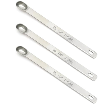 3PCS 1/8tsp (0.63ml) Single Measuring Spoon, Stainless Steel Long Handle Individual Teaspoons Only - size: 1/8tsp|0.63ml