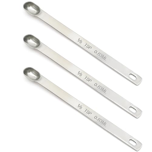 3PCS 1/8tsp (0.63ml) Single Measuring Spoon, Stainless Steel Long Handle Individual Teaspoons Only - size: 1/8tsp|0.63ml