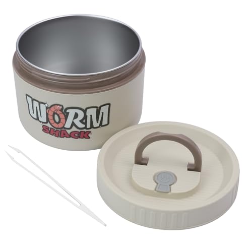 Fishing Bait Container, Insulated Stainless Steel, Live Bait Storage, Worm Storage Box, Nightcrawler Box, Bait Tank, Compact and Durable,Small and Portable, Keeps Bait Fresh and Alive - color: White
