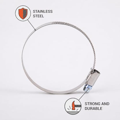 (Pack of 2) Stainless Steel Hose Clamps, Adjustable Clamps, Worm Gear, Adjustable Diameter 2.36-3.14" (60-80 mm) Hose Clamp