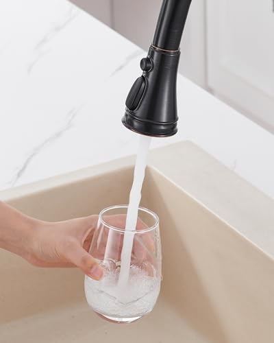Kitchen Faucet Replacement Spray Head - with 15 Adapters, Pull Down Faucet Sprayer with 3-Function Nozzle, Oil-Rubbed Bronze, Kitchen Sink Faucet Head Replacement
