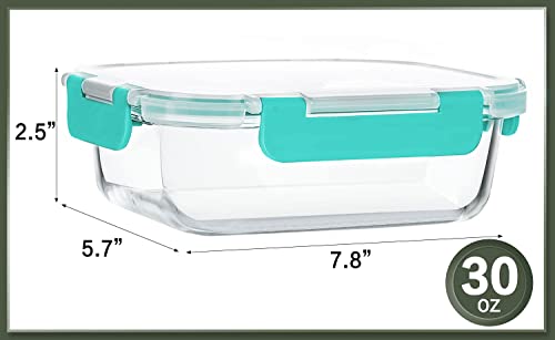 10 Packs 30 oz Glass Meal Prep Containers,Glass Food Storage Containers with Lids,Airtight Lunch Bento Boxes, Microwave, Oven, Freezer and Dishwasher,Green