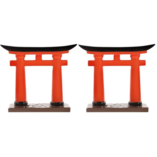 Toddmomy Miniature Torii Gate Aquarium Decor 2-Pack Japanese Style Fish Tank Ornaments 3.54X1.57X3.14 Inch Zen Garden Micro Landscape Decoration for Aquatic Pets