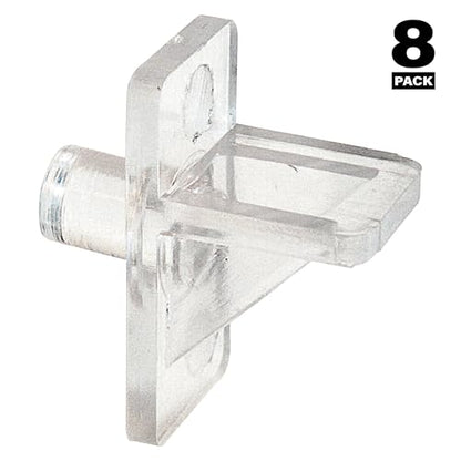 Prime-Line U 10136 1/4 In., Clear Plastic, Shelf Support Peg (8 Pack)