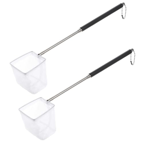 2 Pack Small Fish Nets for Fish Tank 2" Tiny Aquarium Net 2 Inch Shrimp Net with Extendable Stainless Steel Handle