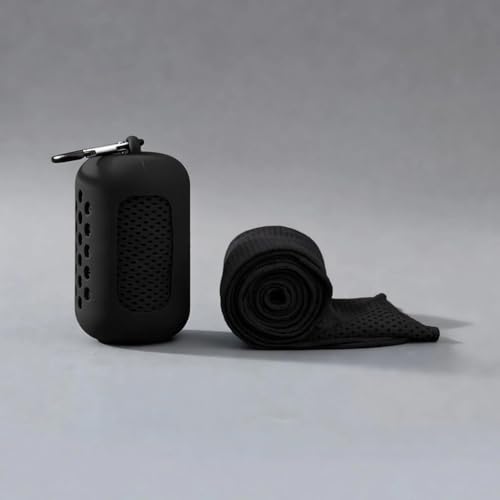 Cooling Towel with Silicone Case, Quick Dry Sports Towel, 11.8 x 35.4 in - color: Black, size: Medium