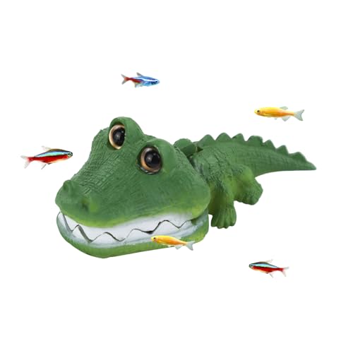 WishLotus Aquarium Decorations, Resin Crocodile Aquarium Landscaping Ornaments Pneumatic Decorations Aquarium Accessories Decoration (Crocodile Green) - color: Crocodile Green