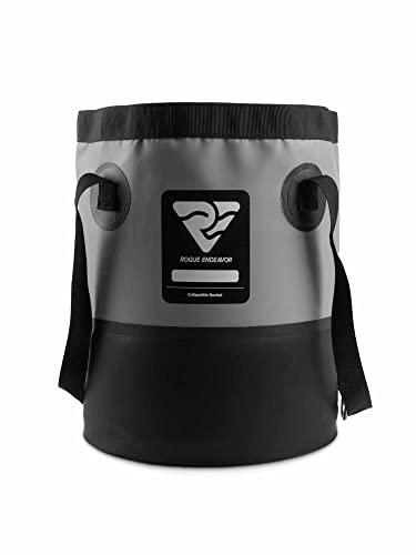 Heavy Duty Collapsible Bucket 3 Gallon (15L), Mesh Bag, Beach and Salt Water Ready, Durable Reinforced Design with Metal Hardware (Black 3 Gallon (15L))