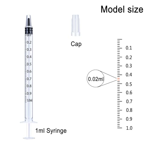 1ml Syringe Without Needle, 1ml Syringe for Liquids, Syringes for Scientific Labs, Measuring Liquids, Feeding Pets, 12 Pack Packaged
