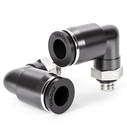 TAILONZ PNEUMATIC Male Elbow 1/4 Inch Tube OD x UNF 10-32 Thread 90 Push to Connect Fittings PL-1/4-U10 (Pack of 10) - size: 1/4''OD UNF 10-32