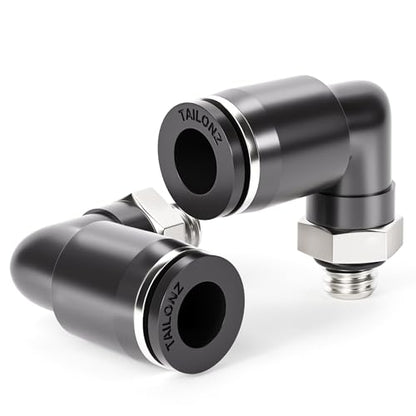 TAILONZ PNEUMATIC Male Elbow 4mm Tube OD x UNF 10-32 Thread 90 Push to Connect Fittings PL4-U10 (Pack of 10) - size: 4mm OD UNF 10-32