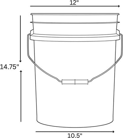 5 Gallon Bucket Pail with Air Tight White Screw on Lid - Food Grade-BPA Free - (Pack of 2) - Made in USA Buckets