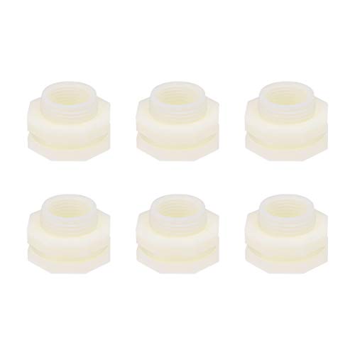 uxcell ABS Bulkhead Tank Fitting Adapter for Rain Bucket Aquariums Water Tanks Ponds G1/2 Female 6Pcs - size: G1/2 Female