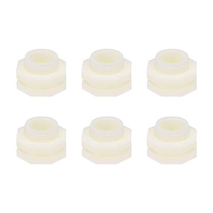 uxcell ABS Bulkhead Tank Fitting Adapter for Rain Bucket Aquariums Water Tanks Ponds G1/2 Female 6Pcs - size: G1/2 Female