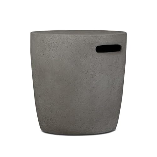 Bowery Hill Round Propane Tank Cover, Glacier Gray Finish, Fiber-Cast Concrete Construction, 19.5" H x 19.3" W, Includes Leveling Feet and PVC Cover, Outdoor Accessory for 20 lb LP Gas Tanks