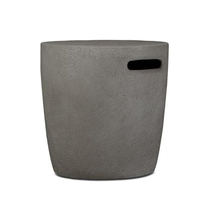 Bowery Hill Round Propane Tank Cover, Glacier Gray Finish, Fiber-Cast Concrete Construction, 19.5" H x 19.3" W, Includes Leveling Feet and PVC Cover, Outdoor Accessory for 20 lb LP Gas Tanks