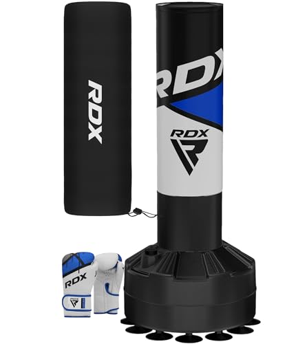 RDX Kids Freestanding Punching Bag & Cover - 4FT Junior Pedestal Punch Bag with Stand for Kickboxing Boxing MMA Muay Thai Karate - Heavy Duty Free Standing Bag for Home Gym Fitness Workout - color: Blue