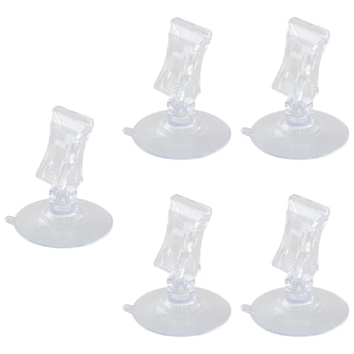 5PCS Sucker Type Fish Feeding Clip 1.78 Inch Diameter Multi Functional Transparent Plastic Sucker Clip for Fish Feeding in Aquariums Aquatic Plant and Algae Fixing Advertising Display