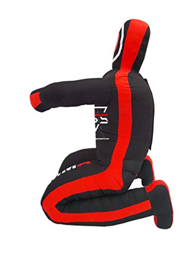 PGS MMA Brazilian JIU Jitsu Wrestling Dummy for Grappling Submission Mixed Martial Arts MMA Training Punching Throwing Boxing Bag Karate Judo Self Defense UNFILLED - color: Black Red, size: 5FT (59 Inches)