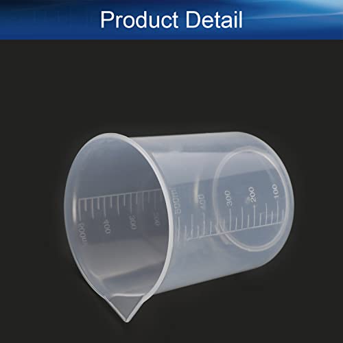 5Pcs 500ml Resin Mixing Cups, PP Plastic Measuring Low Form Graduated Beakers, Liquid Measuring Cups, Multipurpose Mixing Cups Transparent for Lab Kitchen Liquids