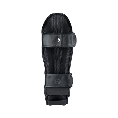 Lancer Leather Shin Guards Instep for Muay Thai - color: Black, size: Medium
