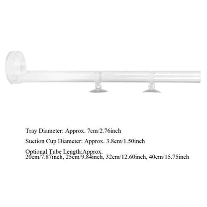 Aquarium Feeder, Acrylic Transparent Fish Feeding Tube with Tray Aquarium Fish Shrimp Feeder with Fixing Bracket Suction Cups(20cm)