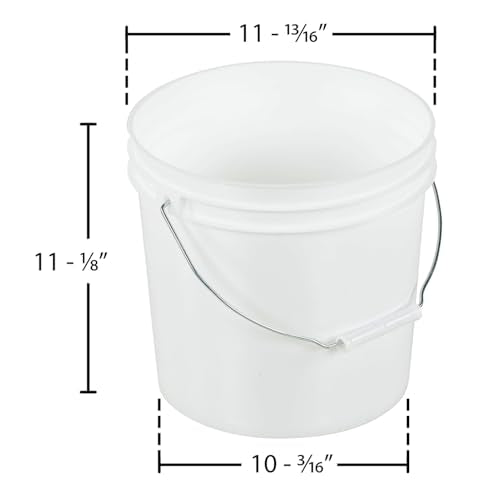 Vestil PAIL-35-PWS High Density Polyethylene Open Head Pail with Steel Handle 11-13/16 in. x 11-13/16 in. x 11-1/8 in. 3-1/2 Gallon White