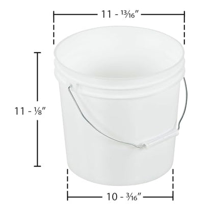 Vestil PAIL-35-PWS High Density Polyethylene Open Head Pail with Steel Handle 11-13/16 in. x 11-13/16 in. x 11-1/8 in. 3-1/2 Gallon White