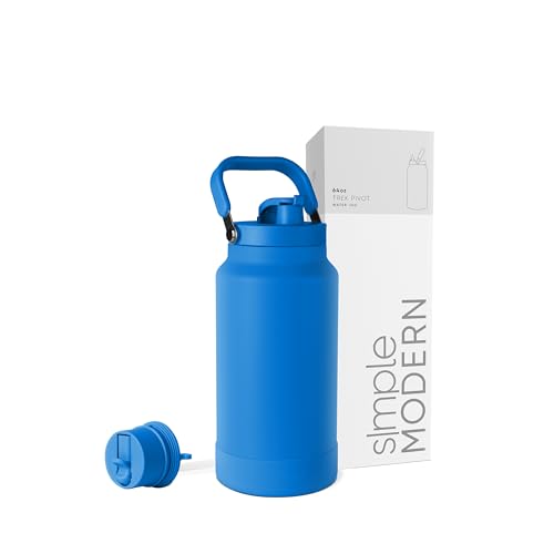 Simple Modern Water Bottle Jug | Straw & Chug Lid | 64oz, Blue - color: -Supersonic Blue, size: 64 Ounces