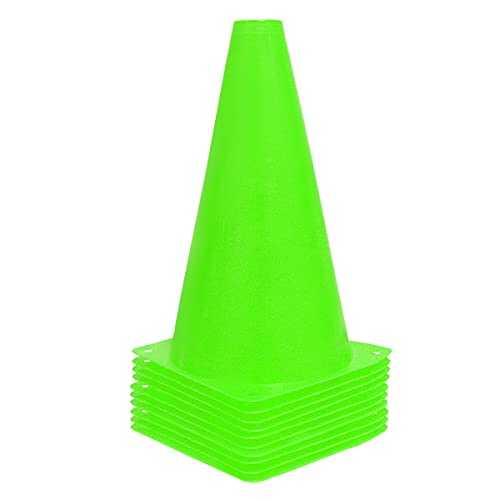 Alyoen 9 inch Traffic Cones, Plastic Sport Cones, Green Soccer Training Cones for Outdoor Activity & Festive Events (Sets of 10/15/ 20) - color: Green-10 Pack