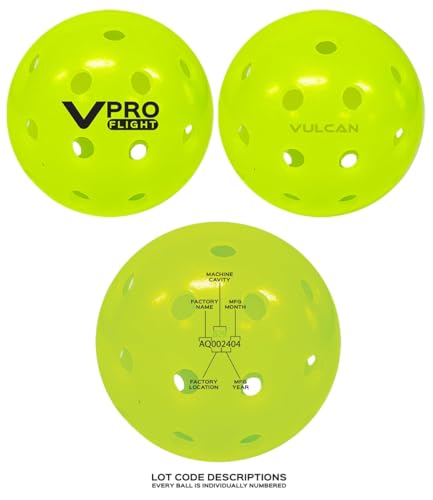 Vulcan | VPRO Flight Outdoor Pickleball Official Ball of the PPA Tour & MLP | 3, 6, 12, 36 & 100 Ball Pack | Hi-Vis Yellow - color: 12-Pack - Hi-Vis Green