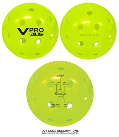 Vulcan | VPRO Flight Outdoor Pickleball Official Ball of the PPA Tour & MLP | 3, 6, 12, 36 & 100 Ball Pack | Hi-Vis Yellow - color: 12-Pack - Hi-Vis Green