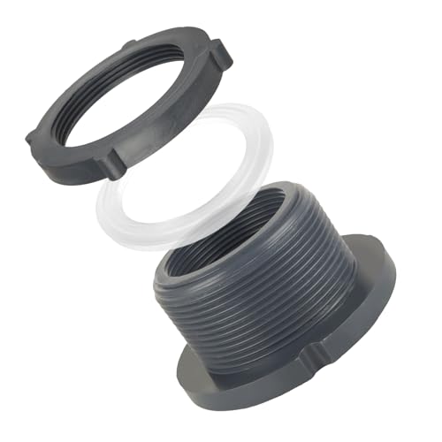8PCS Bulkhead Fitting 2 inch Double Threaded Bulkhead Water Tank Connector PVC Bulkheads Fitting Threaded Thru-Bulk Pipe Fittings for Rain Barrels, Aquariums, Ponds, Water Tanks