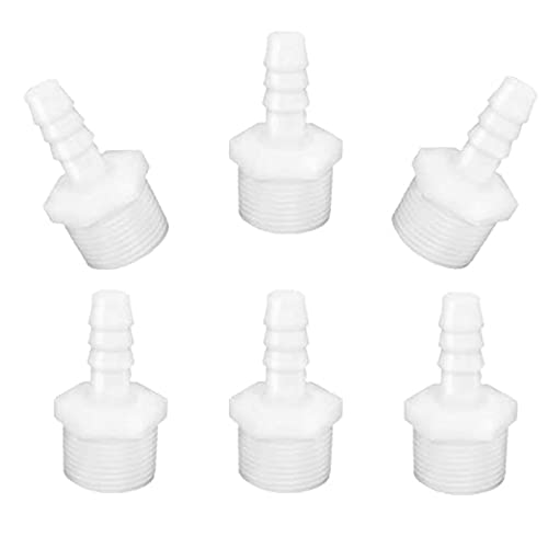 Plastic Hose Barb Fittings 1/2" Barb X 1/4" NPT Male Thread Adapter Connector Pipe Fitting (pack of 6) - size: 1/2" Barb x 1/4" Male