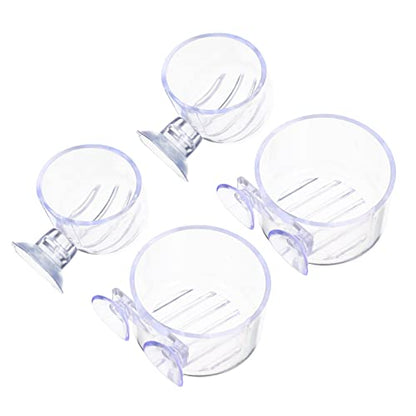 GALPADA 4Pcs Aquarium Fish Feeding Cups with Suction Cups Red Worm Storage Container for Freshwater Saltwater Tanks for Convenient Fish Food Holding and Feeding