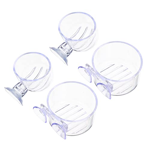 GALPADA 4Pcs Aquarium Fish Feeding Cups with Suction Cups Red Worm Storage Container for Freshwater Saltwater Tanks for Convenient Fish Food Holding and Feeding
