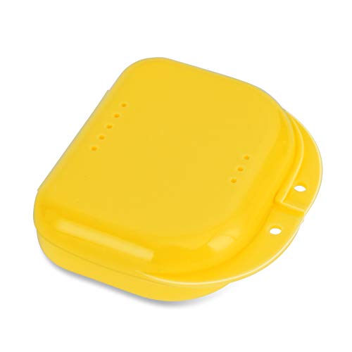 Annhua Retainer Case with Vent Holes Mouth Guard Case, Retainer Box Orthodontic Aligner Holder Slim Portable Dental Storage Container - Yellow - color: yellow