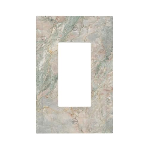 DBWGUO Decorative Outlet Covers Modern Turquoise Pink Marble Grain 1 Gang Rocker Light Switch Cover Plate Single Decora Light Switch Covers Wall Plate Faceplate for Bedroom Kitchen Home Decor - color: Pink Green Marble Texture, size: 1-Gang Rocker/5 x 3 I