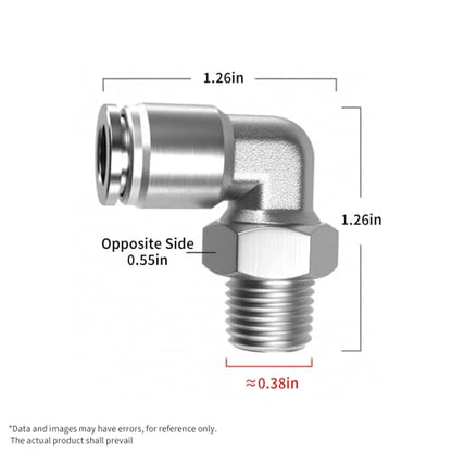 PNEUMATIC 304 Stainless Steel Male Elbow 5/16 Inch Tube OD x 1/8 Inch NPT Thread 90 Push to Connect Tube Fitting (Pack of 2) - size: 5/16"OD x 1/8"NPT