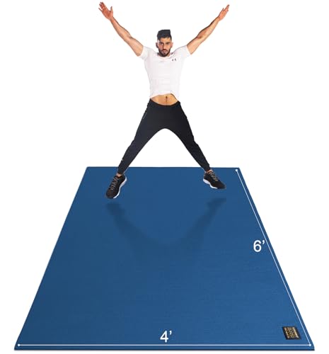 GXMMAT Large Exercise Mat 6'x4'/6'x5'/6'x6'(7mm) - color: Navy Blue, size: 6*4 FT
