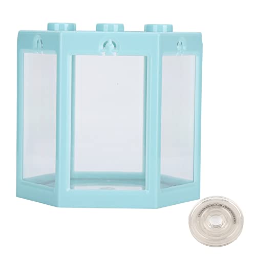 TITA-DONG Small Betta Fish Tank, Hex Shape Portable Mini Aquarium Tank, Fish Tank Starter Kits Fish Bowl Aquarium Starter Kits for Turtle Reptile Shrimp Moss Crab Insects Habitat as Decoration(Blue) - color: Blue