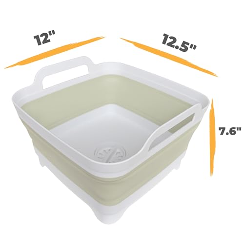 Collapsible Wash Basin for Baby Bottles - 2.4 Gallons Portable Wash Bin for RV Camping Sink, Space-Saving Dish Tub (Green) - color: Green