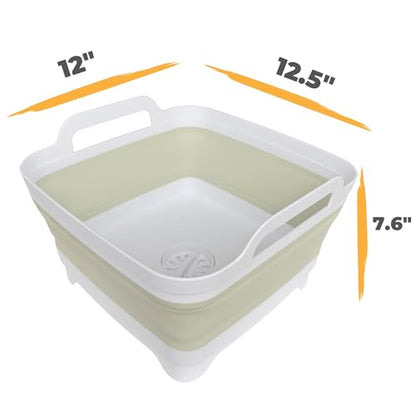 Collapsible Wash Basin for Baby Bottles - 2.4 Gallons Portable Wash Bin for RV Camping Sink, Space-Saving Dish Tub (Green) - color: Green