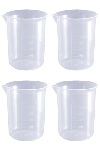 8Pcs 1.7 Oz Transparent Lab Measuring Cup 50ml Liquid Measuring Plastic Graduated Beaker Transparent for Lab Kitchen liquids (8pcs-50ml/1.7oz)