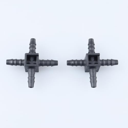 AC PERFORMANCE 5mm Barbed Cross Pipe Hose Connector Hose Joiner Tubing Splitter 4 Way, Pack of 2