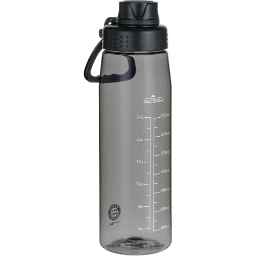32oz Clear Water Bottle - BPA-Free Tritan Plastic, Fast Flow Spout Lid, Wide Mouth & Leakproof Design Hiking Water Bottle Suitable for Travel, Outdoors, Gym, Travel, Home, School(Black) - color: Black