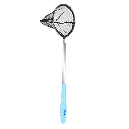 Aquarium Fine Mesh Stainless Steel Extendable Fish Net Skimmer for Shrimp with Nonslip Handle for Wall Hanging Blue Square for Shrimp, Small Fish - size: Round